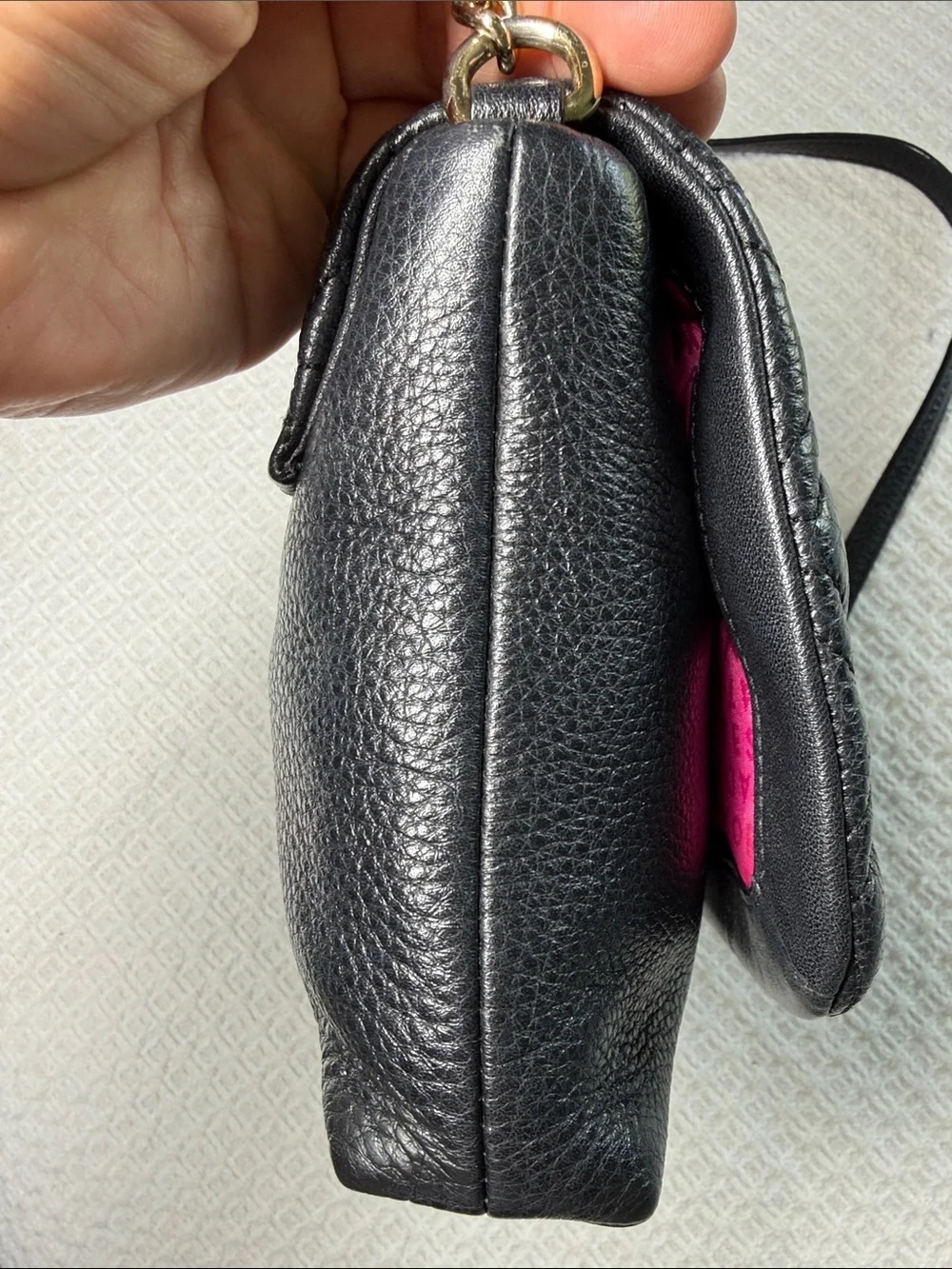 Kate Spade black quilted leather crossbody bag with gold chain and hardware